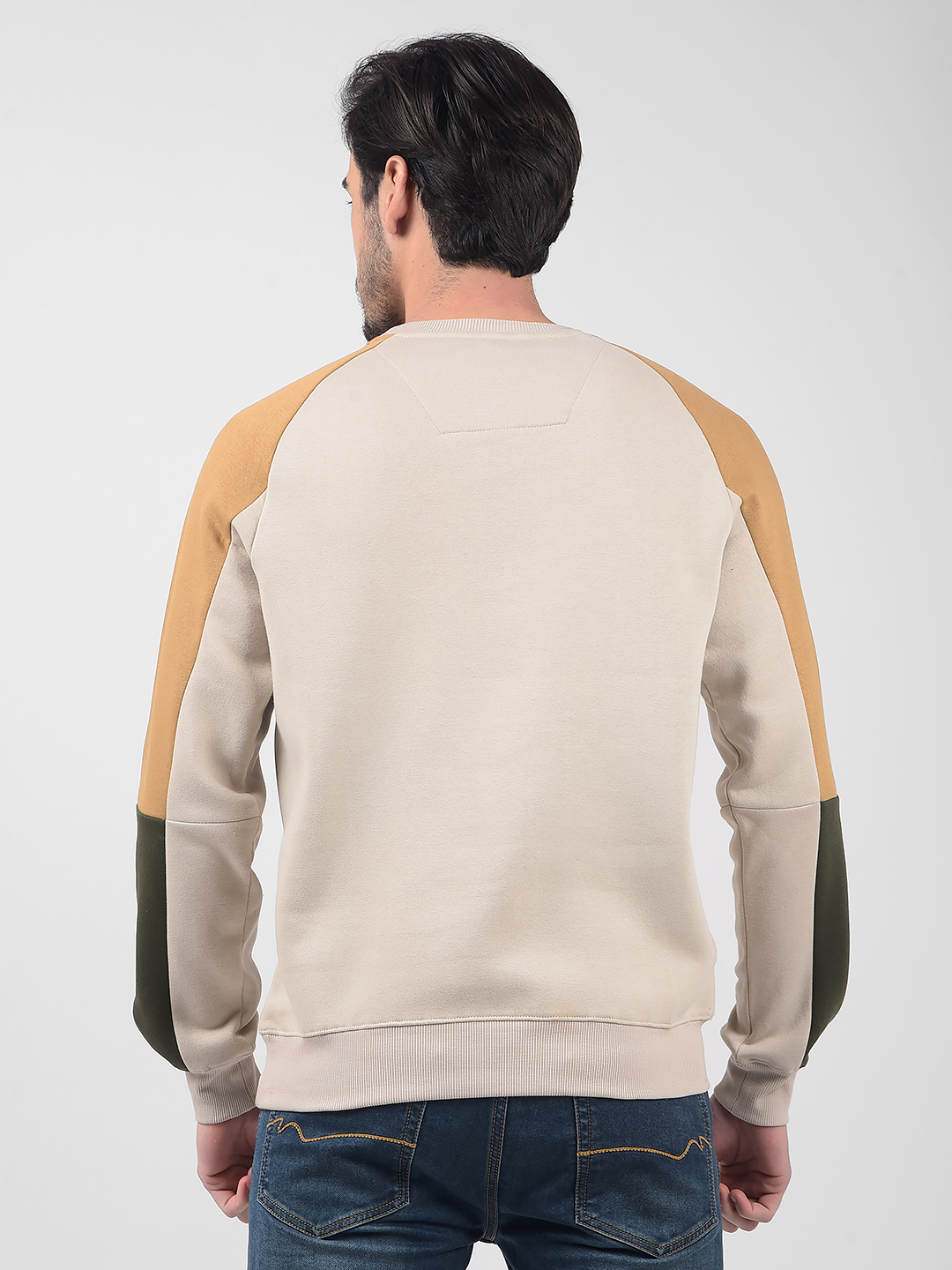 Numero Uno Men Color Block Beige Sweat Shirt